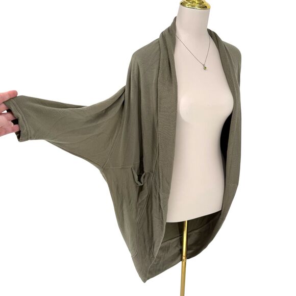 Athleta Wrap Cardigan XXS XS Green Ethereal Cocoon Open Front Pockets Dolman - Picture 6 of 16